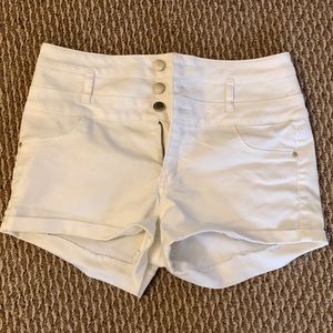 White High-Waisted Shorts